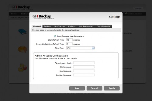 GFI Backup - Settings