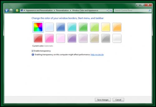 Windows8-0 The ability to automatically color Aero based on the underlying wallpaper.