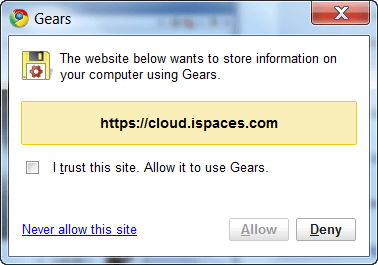iSpaces Gears permissions iSpaces Gears permissions