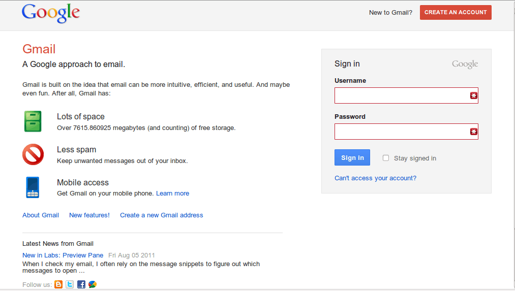 Sneak Peak Into New Gmail SignIn Page