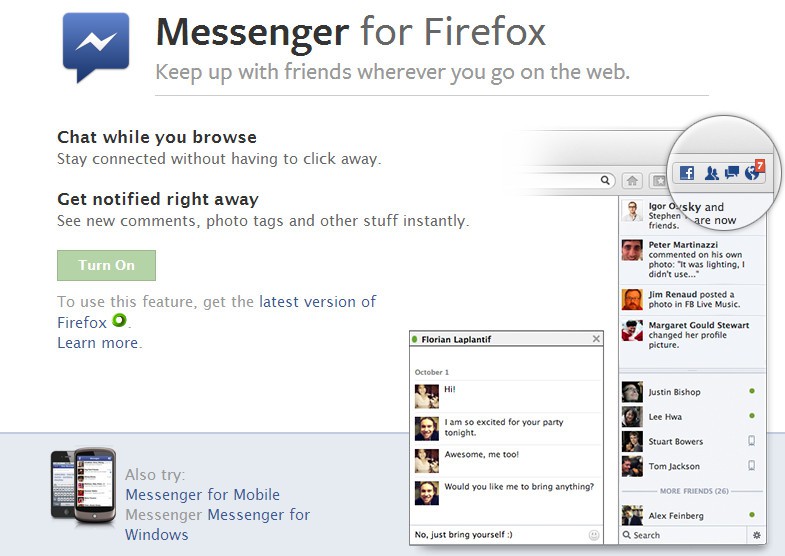 Facebook chat firefox